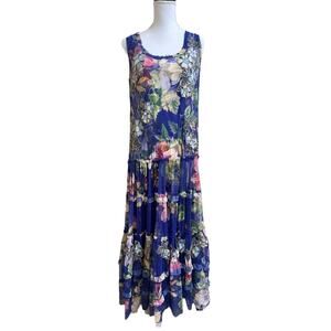 JOHNNY WAS NWT Mesh Maxi Dress Sequin Embroidered S Floral Mazzy Ulani Wedding